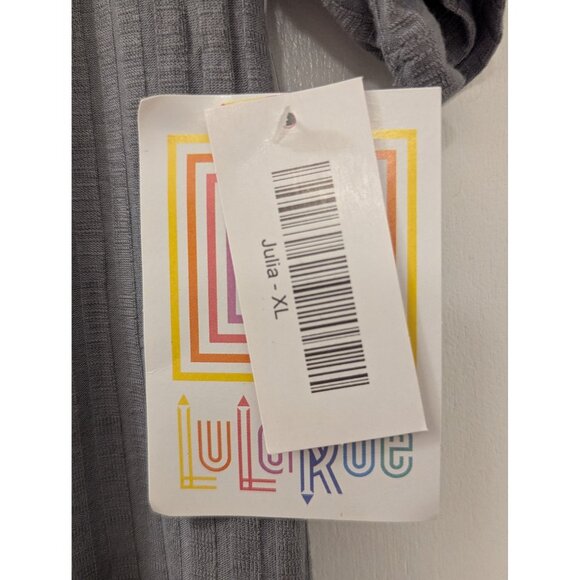 Lularoe Julia Ribbed Gray Short-Sleeve Dress XL Rayon/Spandex Blend - Picture 3 of 6